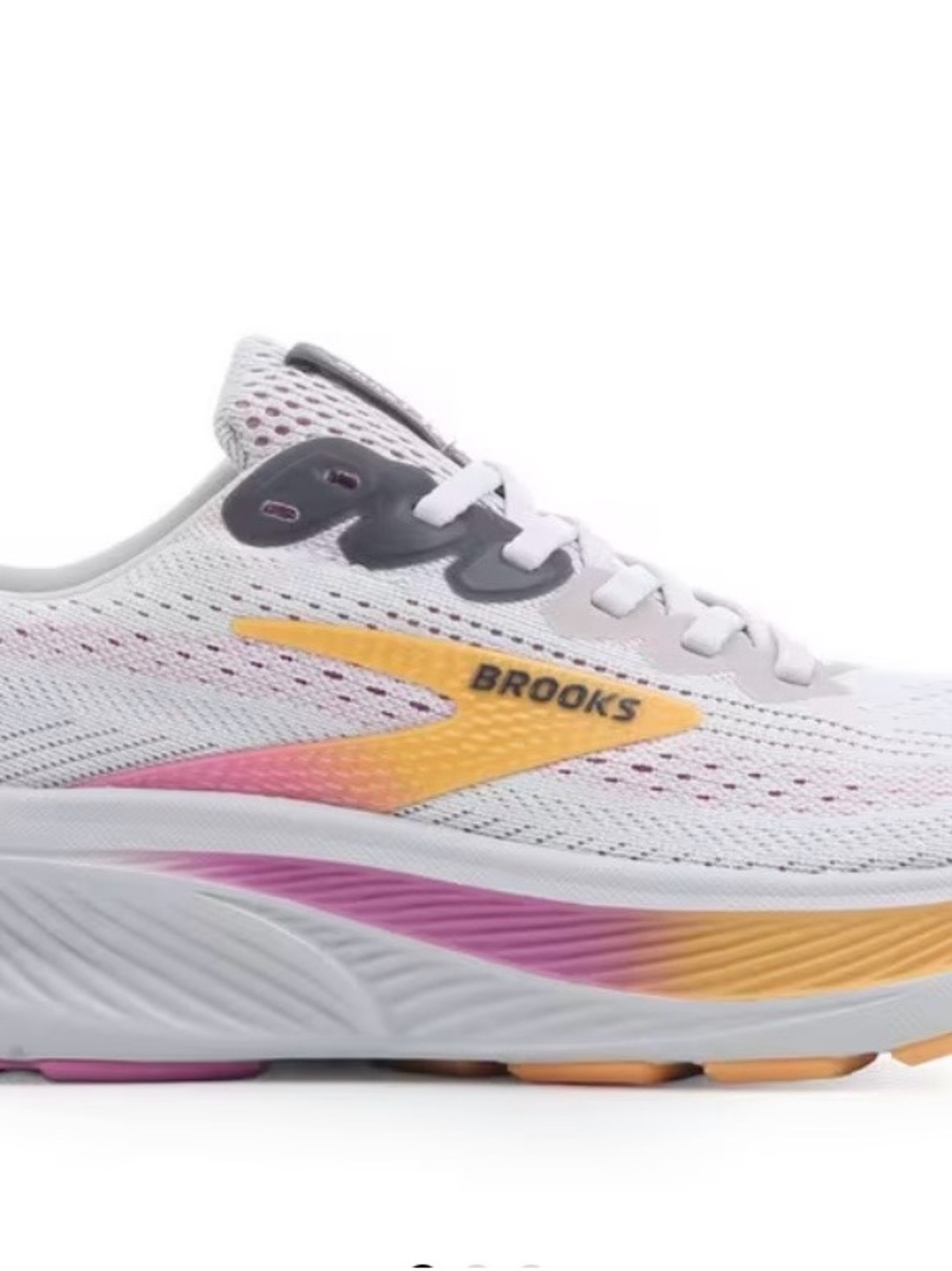 Brooks Women's White Running Shoes with Pink and Yellow Accents - 9.5narrow fit